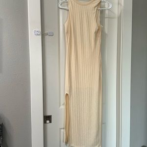 Open back cream dress